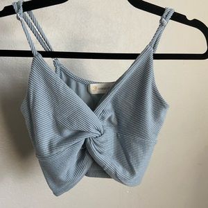Blue Knotted Crop Top